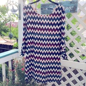 SPEECHLESS Chevron Multi-Color Flared Tunic Dress